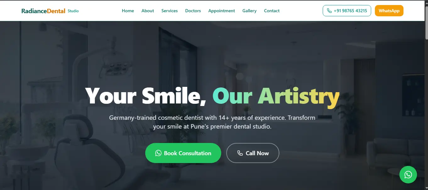 Radiance Dental Studio Website